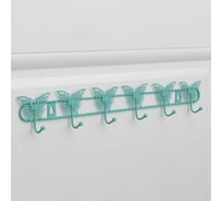 Вешалка Доляна Бабочки на 6 крючков 41,5х6х4 см цвет бирюзовый 5117240