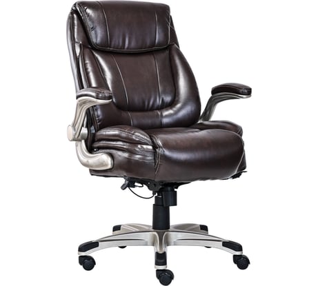 Кресло HAWASAN Cruise EX-565, откидные подлокотники, рециклированная кожа, коричневое 532973