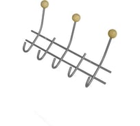 Настенная вешалка Трибатрон НВд-2-5 алюминиевый металлик с деревянными шариками 87612