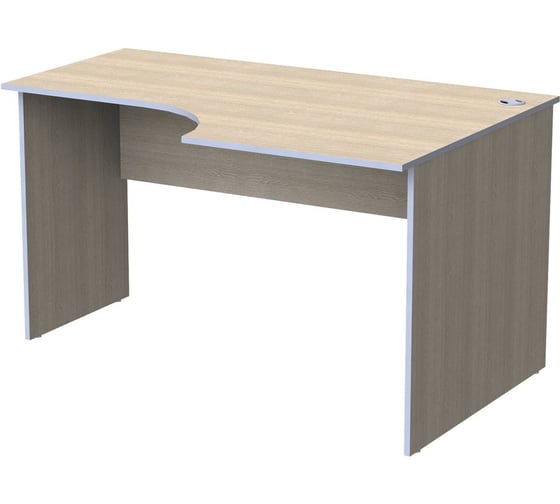 Стол письменный эргоном ОФИСМАГ Бюджет ш1360Хг900Хв740 мм, правый, дуб шамони свет.430, 402663, ш/к60298 640624 1