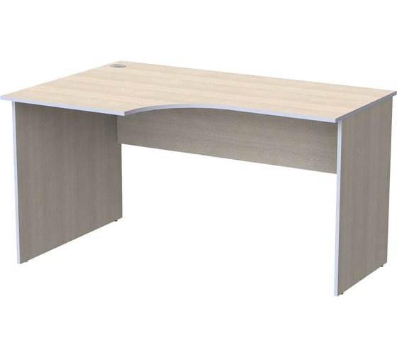 Стол письменный эргоном ОФИСМАГ Бюджет ш1360Хг900Хв740 мм, левый, дуб шамони свет.430, 402662, ш/к 60281 640622 1