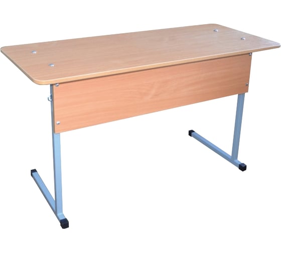 Стол-парта 2-местный нерегулируемый ОФИСМАГ Бюджет, 1200x500x760 мм, рост 6, серый каркас, ЛДСП бук 531366 1