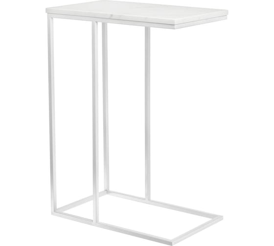Придиванный столик BRADEX Loft 50x30см, белый мрамор с белыми ножками RF 0359 1