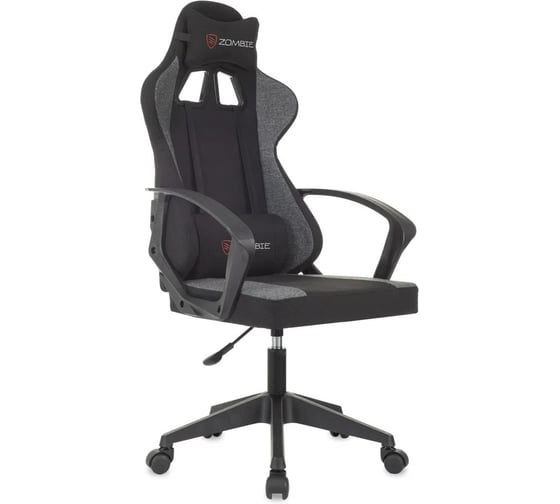 Кресло игровое ZOMBIE Carry черный/серый, с подголовником, крестовина пластик, пластик черный 2082342 1