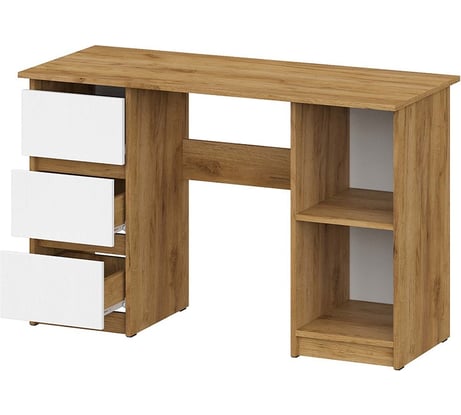 Стол письменный Арника Денвер 120 см, дуб золотой, белый шагрень 00-00166401