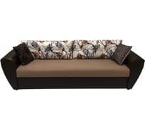Диван Мягкий офис Амстердам Мини коричневый с цветами АМСМН303БЖКОР