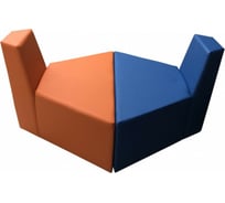Секция дивана Мягкий офис А Мозаика лодочка оранжевая-синяя МЗКA6601ОРСН