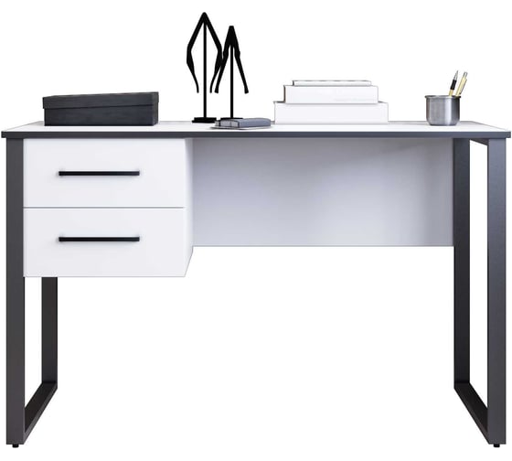 Компьютерный стол Альянс мебель с 2 вертикальными ящиками, 1400х700х750, белый/черный 832515 1