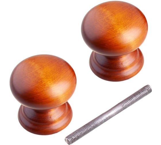 Ручка-кнопка банная Стройбат ЙО, дерево, лак мокко, 5 шт 578190 1