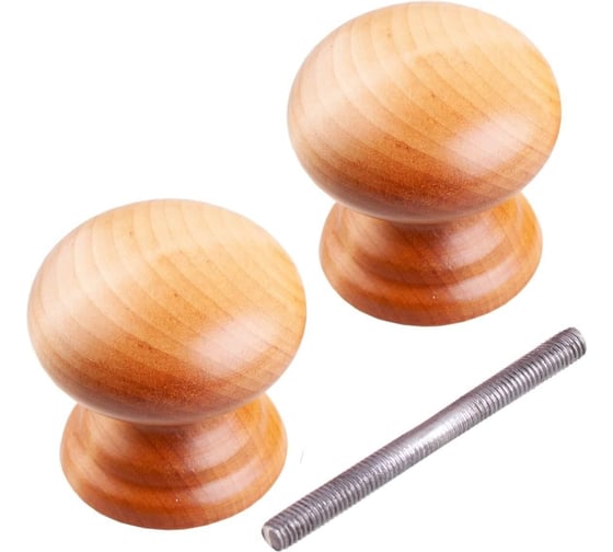 Ручка-кнопка банная Стройбат ЙО, дерево, лак береза, 5 шт 578180 1