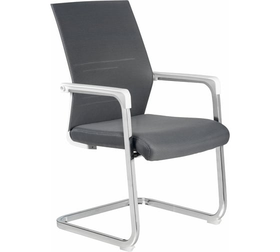 Кресло RIVA Chair RCH D819 белый пластик/серая сетка на полозьях УЧ-00000929