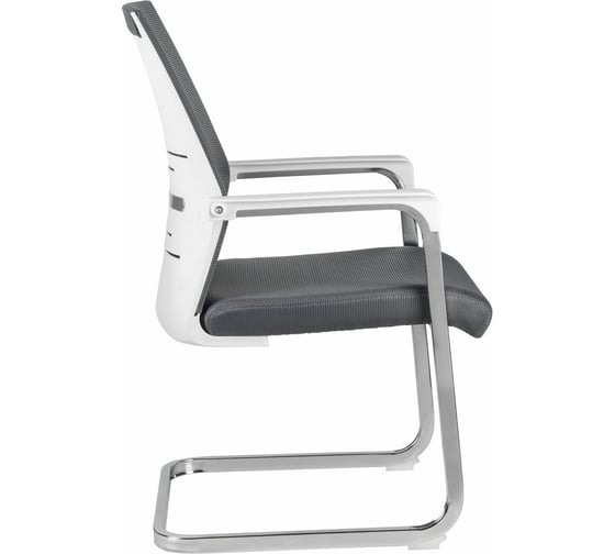 Кресло RIVA Chair RCH D819 белый пластик/серая сетка на полозьях УЧ-00000929