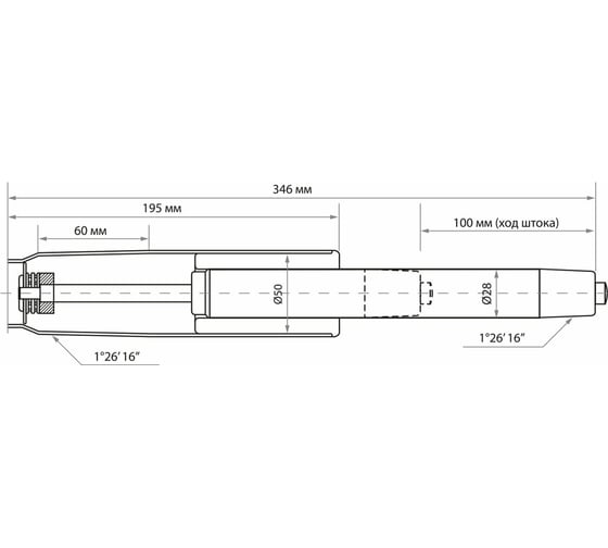 Газ-лифт BRABIX A-100 короткий, хром, длина в открытом виде 346 мм, d50 мм, класс 2 532004
