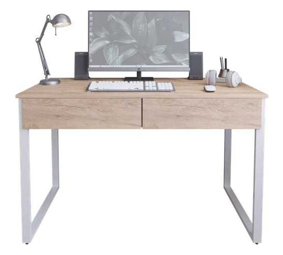 Стол письменный с 2 горизонтальными ящиками Альянс мебель 1200х600х750 Дуб крафт золотой/Белый 832485 1