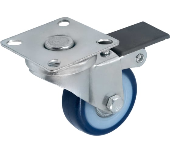 Колесо мебельное синее 50 мм крепление площадка, с тормозом SCvb 25 А5 1001059 1