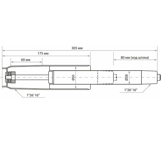Газ-лифт BRABIX A-80 суперкороткий, черный, длина в открытом виде 305 мм, d 50 мм, класс 2 532000