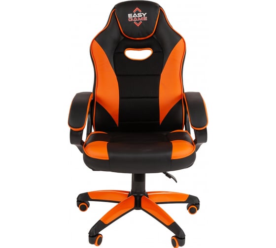 Кресло Easy Chair Game 690 TPU кожзам черный, оранжевый, пластик 1362966