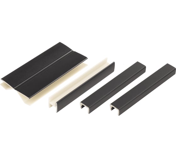 Комплект для цоколя ООО ДЕКОПЛИНТ 100мм (006м) Черный, 4 шт. (Торц. - 2шт, М. угол - 1шт, Н-обр. - 1) 7553 1