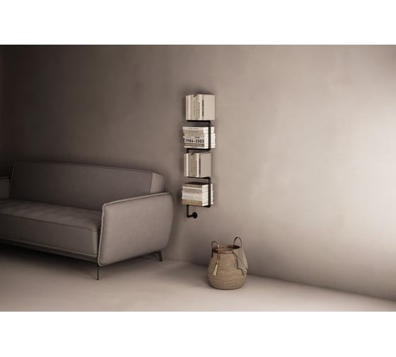 Полка для книг в стиле Larvij Лофт, 320x1150x130 мм, черный, PIPE18BL 1