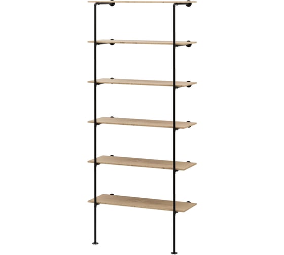 Стеллаж Larvij 900x2280x400 мм, черный / дуб Бунратти, PIPE22BO PIPE22BL_BO 1