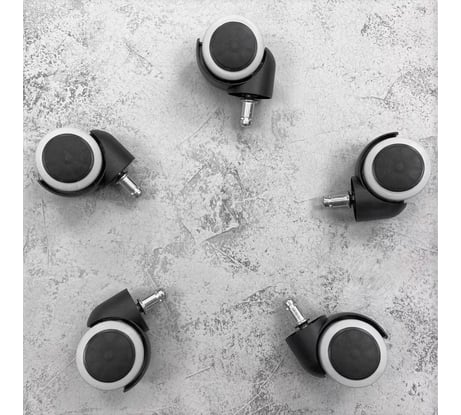 Универсальный комплект из пяти роликов-колес для офисных кресел ВПМ бесшумные, прорезиненные 6143672