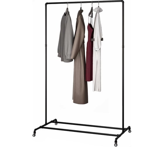 Рейл на колесиках в стиле Larvij Лофт, 1112x1650x595 мм, черный / серый, PIPE20BL 1