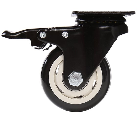 Колесо мебельное поворотное Larvij на платформе, с тормозом, 75 мм, LHDPB-75BL 1