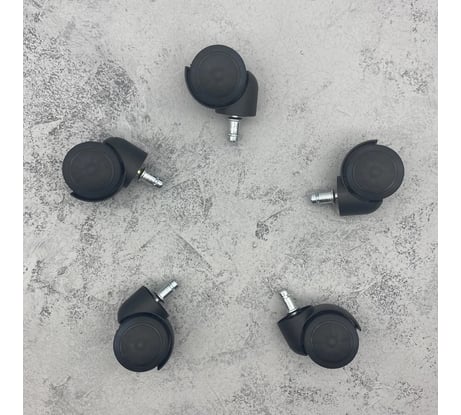 Универсальный комплект из пяти роликов-колес для офисных кресел ВПМ бесшумные, прорезиненные 6151012