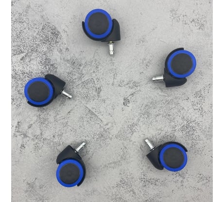 Универсальный комплект из пяти роликов-колес для офисных кресел ВПМ бесшумные, прорезиненные 6151011