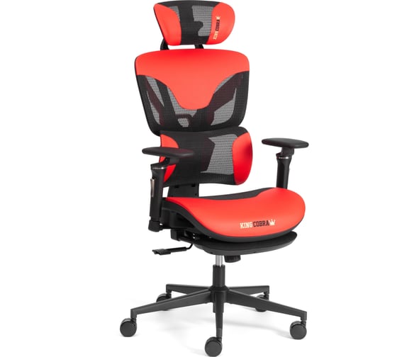Кресло Tetchair KingCobra иск. кожа/сетка, черный/красный 24849 1