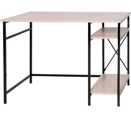 Стол BRABIX "SMART CD-018", 1100х600х765 мм, ЛОФТ, 2 полки, металл/ЛДСП ясень шимо светлый, каркас черный, 641945