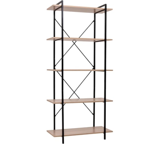 Стеллаж офисный BRABIX SMART SH-004, ш904*г360*в1950мм, ЛОФТ, 5 полок, металл/ЛДСП бунратти, 641944 1