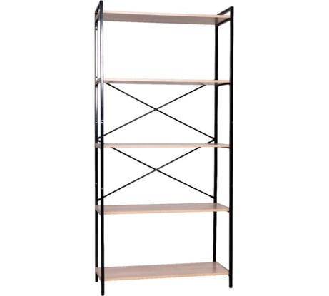 Стеллаж BRABIX "SMART SH-004", 904х360х1950 мм, ЛОФТ, 5 полок, металл/ЛДСП ясень шимо светлый, каркас черный, 641943