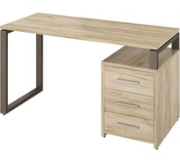 Стол с опорной тумбой м/к латте (1400х600х750) (ЛТ03_1+ЛТ05_2+MON.LT-05.01+MON.LT-05.02+MON.БМ.КТ-140) Монолит, Дуб крафт серый45 ЛТ05.58