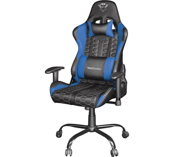 Игровое компьютерное кресло Trust GXT708B RESTO 24435 кожзам черно-синее Б0054952