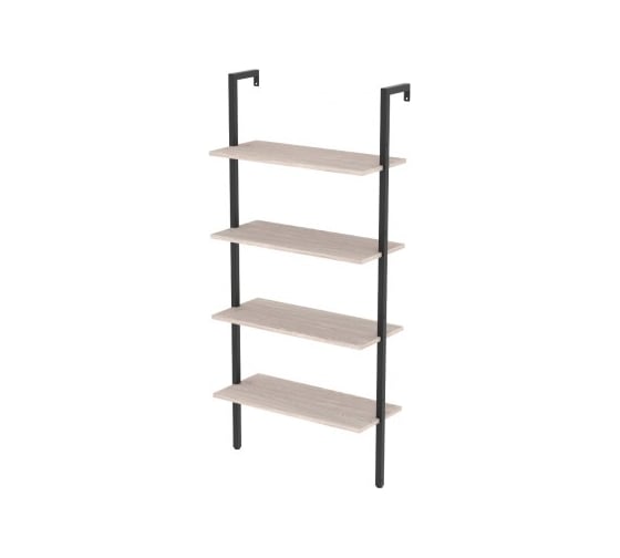 Стеллаж Титан Мета Неман-4, каркас - черный, ЛДСП - ясень шимо светлый 4670026246230 1