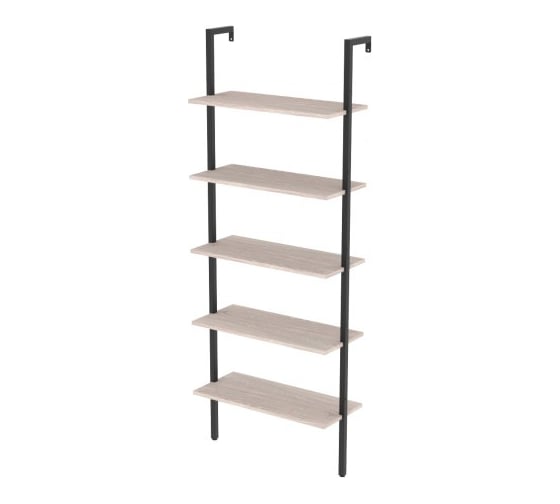 Стеллаж Титан Мета Неман-5, каркас - черный, ЛДСП - ясень шимо светлый 4670026246148 1