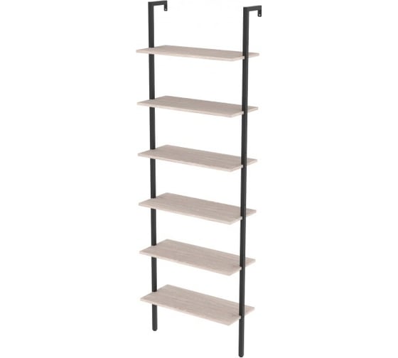 Стеллаж Титан Мета Неман-6, каркас - черный, ЛДСП - ясень шимо светлый 4670026246285 1