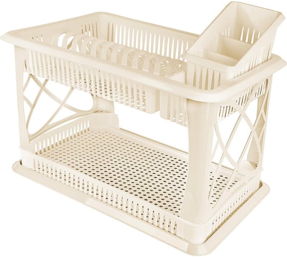 Сушилка для посуды PLAST TEAM столовых приборов, двухъярусная, 49 x 17,5 x 32,5 см, молочный туман 275790 1