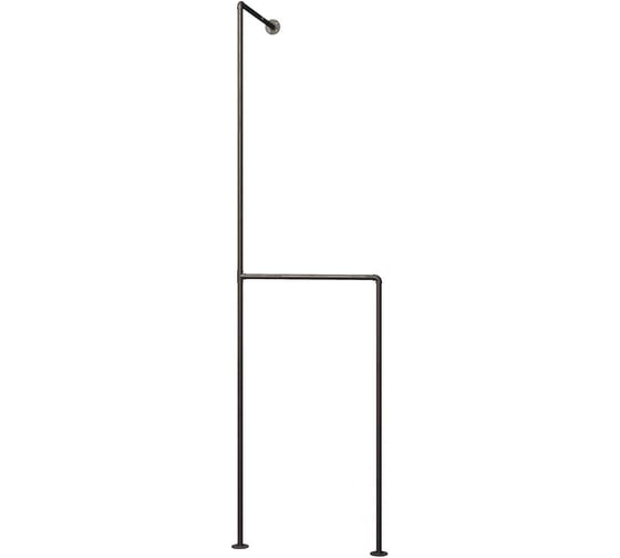 Вешалка-рейл двуxуровневая пристенная Larvij в стиле Лофт ,600x2080 мм, черный, PIPE08BL 1