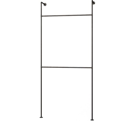 Вешалка-рейл двуxуровневая пристенная Larvij в стиле Лофт, 1100x2380 мм, черный, PIPE02BL 1