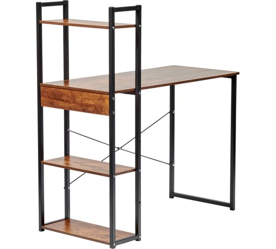 Письменный стол BRADEX Frame с полками, 100x45x110 см, дерево лофт, чёрный FR 0692