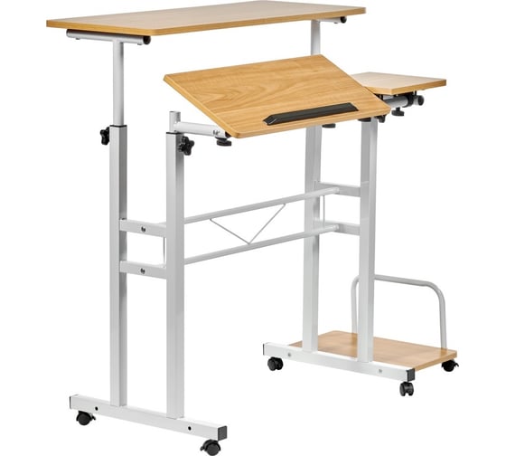 Многофункциональный стол BRADEX Shuttle 80x58x80-130 см, светлое дерево, белый FR 0689