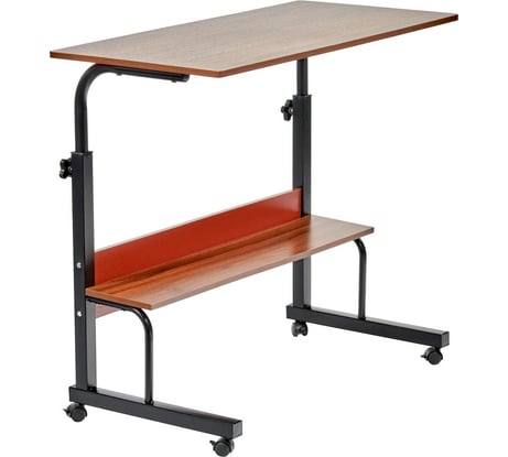 Многофункциональный стол BRADEX Isola 80x40x66-90 см, с полкой, темное дерево, чёрный FR 0688