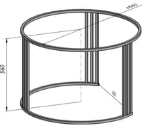 Подстолье круглое Parallax Параллакс, 880х560 мм, 20х20 мм, черный 999BX880560-KRG
