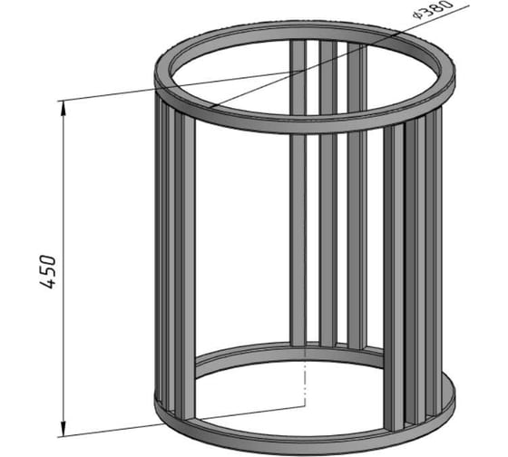 Подстолье круглое Parallax 380х450-20х20 черный 999BX380450-KRG 1