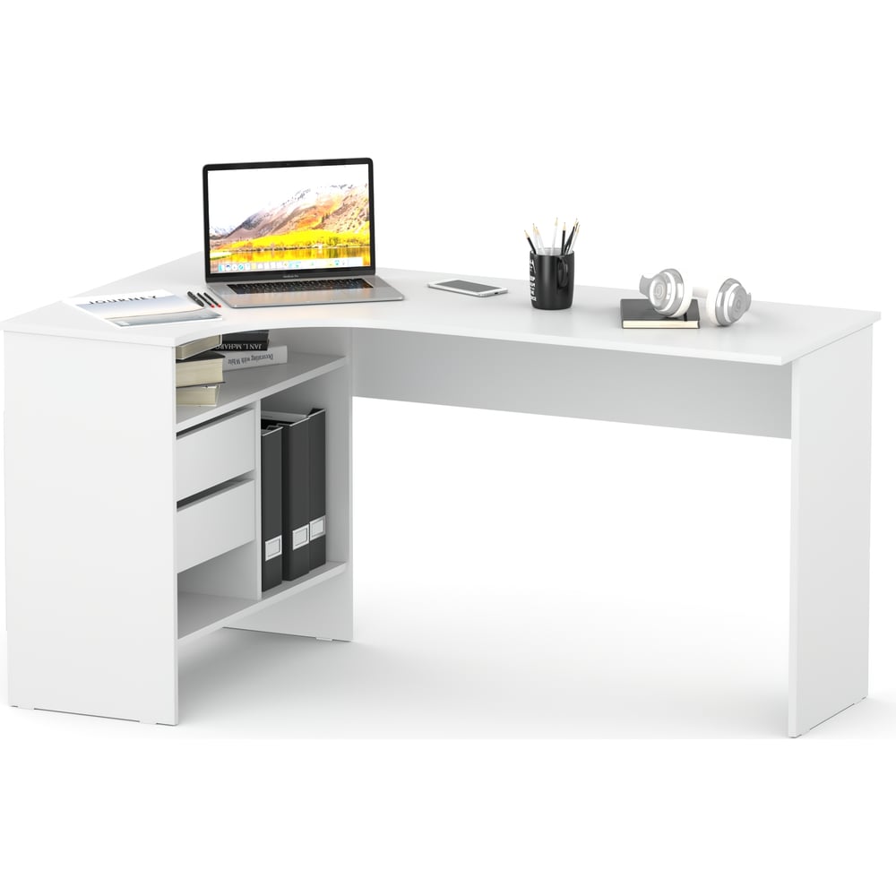 Письменный стол СОКОЛ левый белый СПм-25 00-00010611 - выгодная цена .