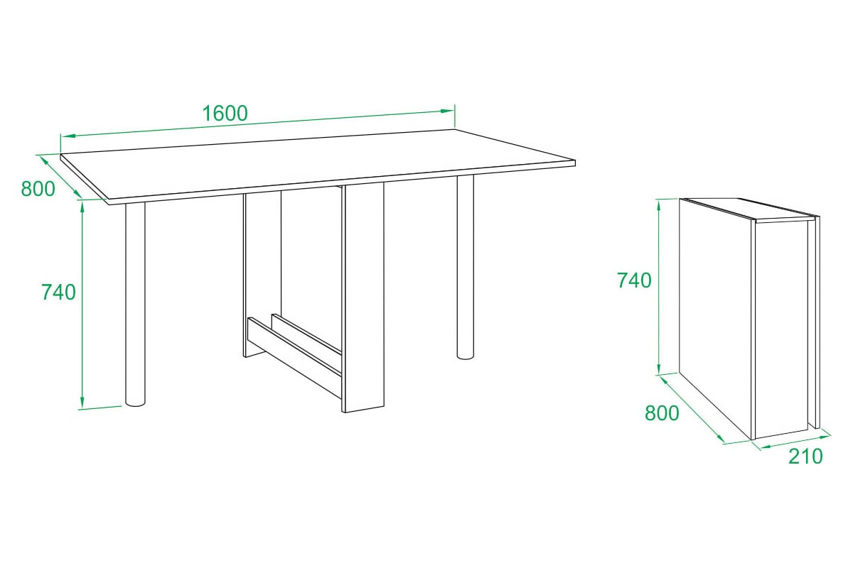 стол раскладной с размерами
