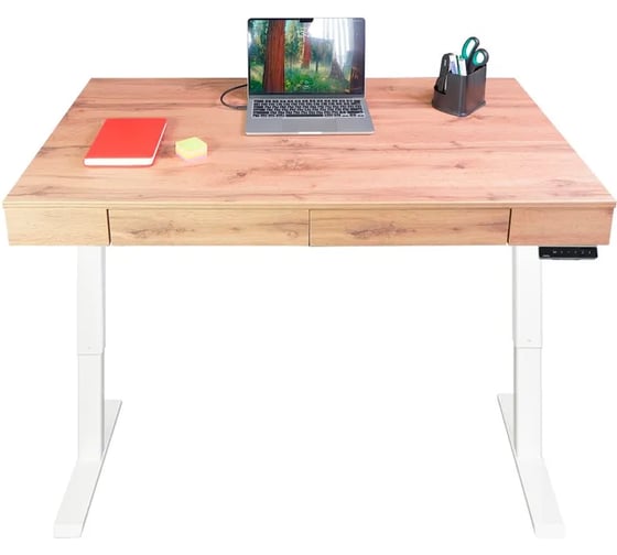 Дизайн-стол с регулируемой высотой UPSTOL Крылов: рама One белая и ЛДСП Дуб Лофт SEK-D450W-Loft 1