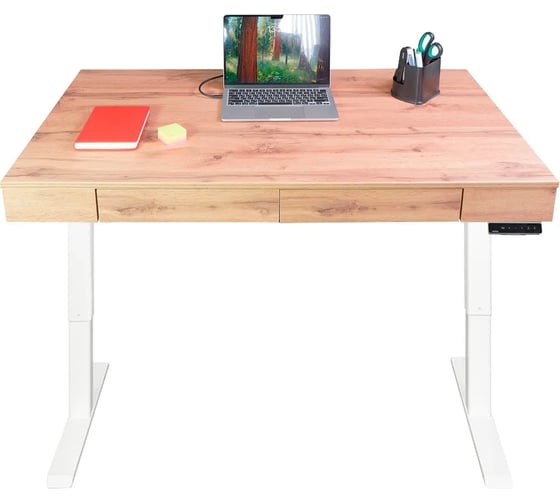 Дизайн-стол с регулируемой высотой UPSTOL Крылов: рама Stand Lite белая и ЛДСП Дуб Лофт SEK-D500W-Loft 1